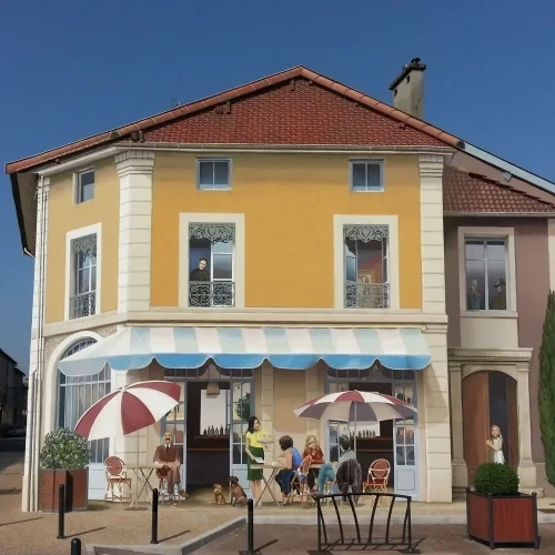 Miribel, le bar avec Henri Deschamp et Jean Moulin